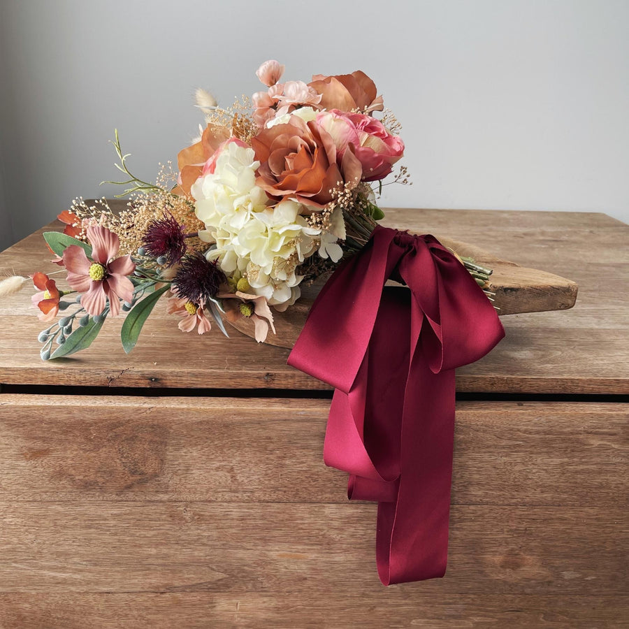 Coral, narrow silk ribbon – Nettle + Silk