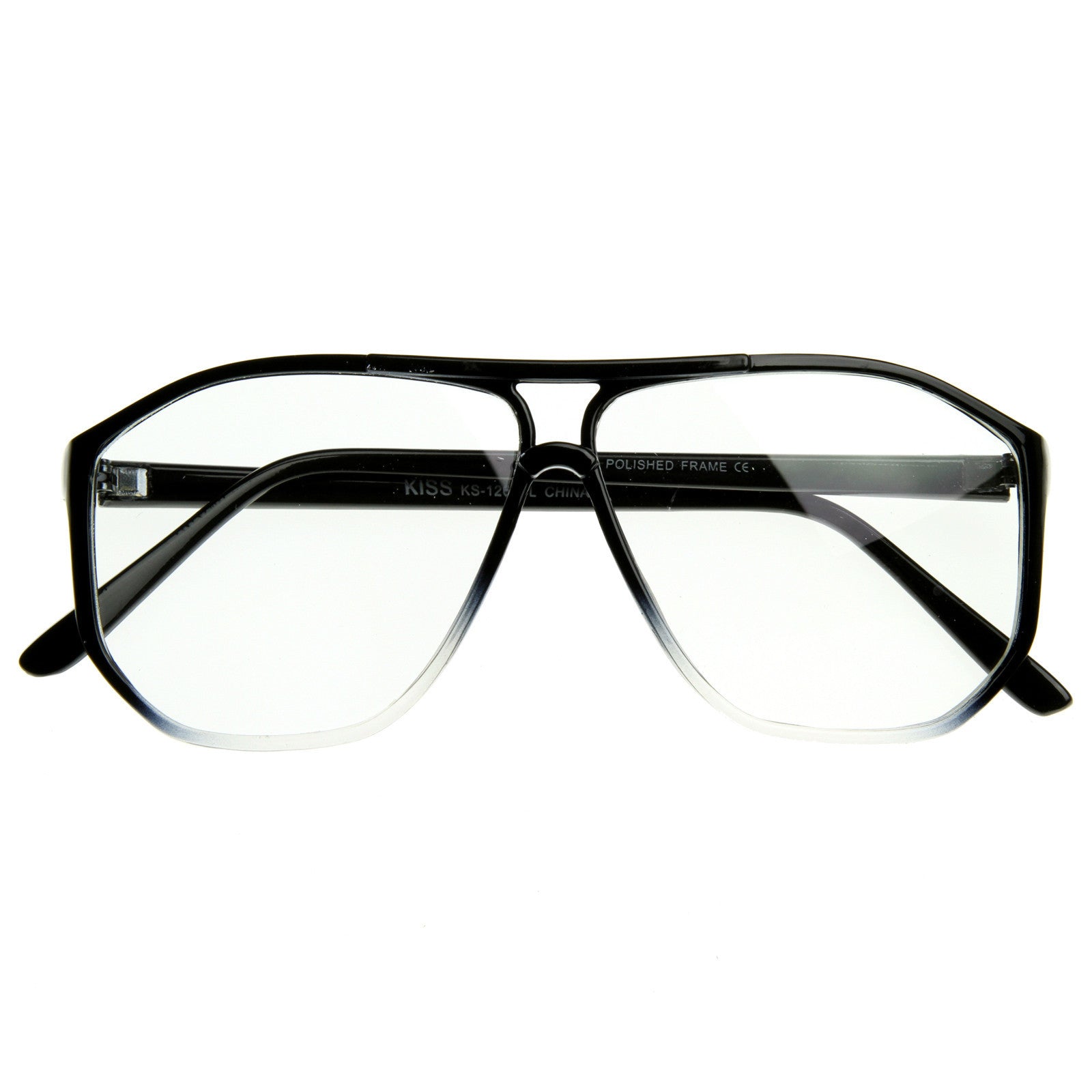 black glasses with clear bottom