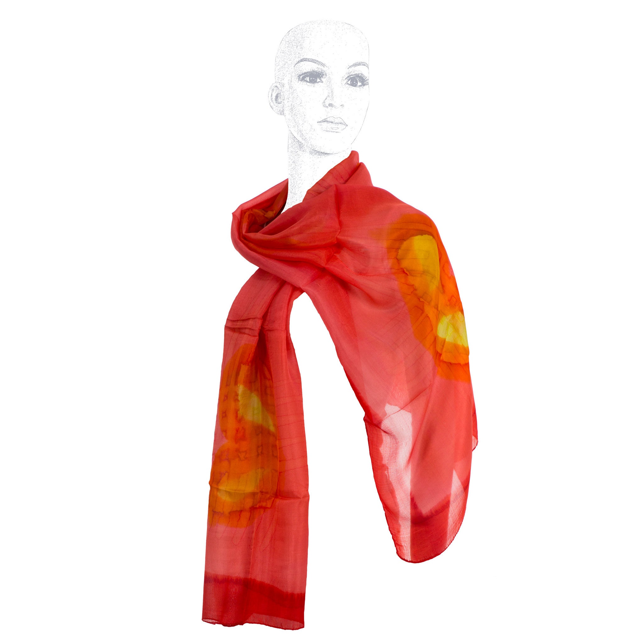 Silk Hand painted Red scarf, all season scarf, casual n formal scarf ...