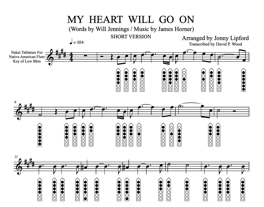 My Heart Will Go On Sheet Music For Native American Flute Pdf 