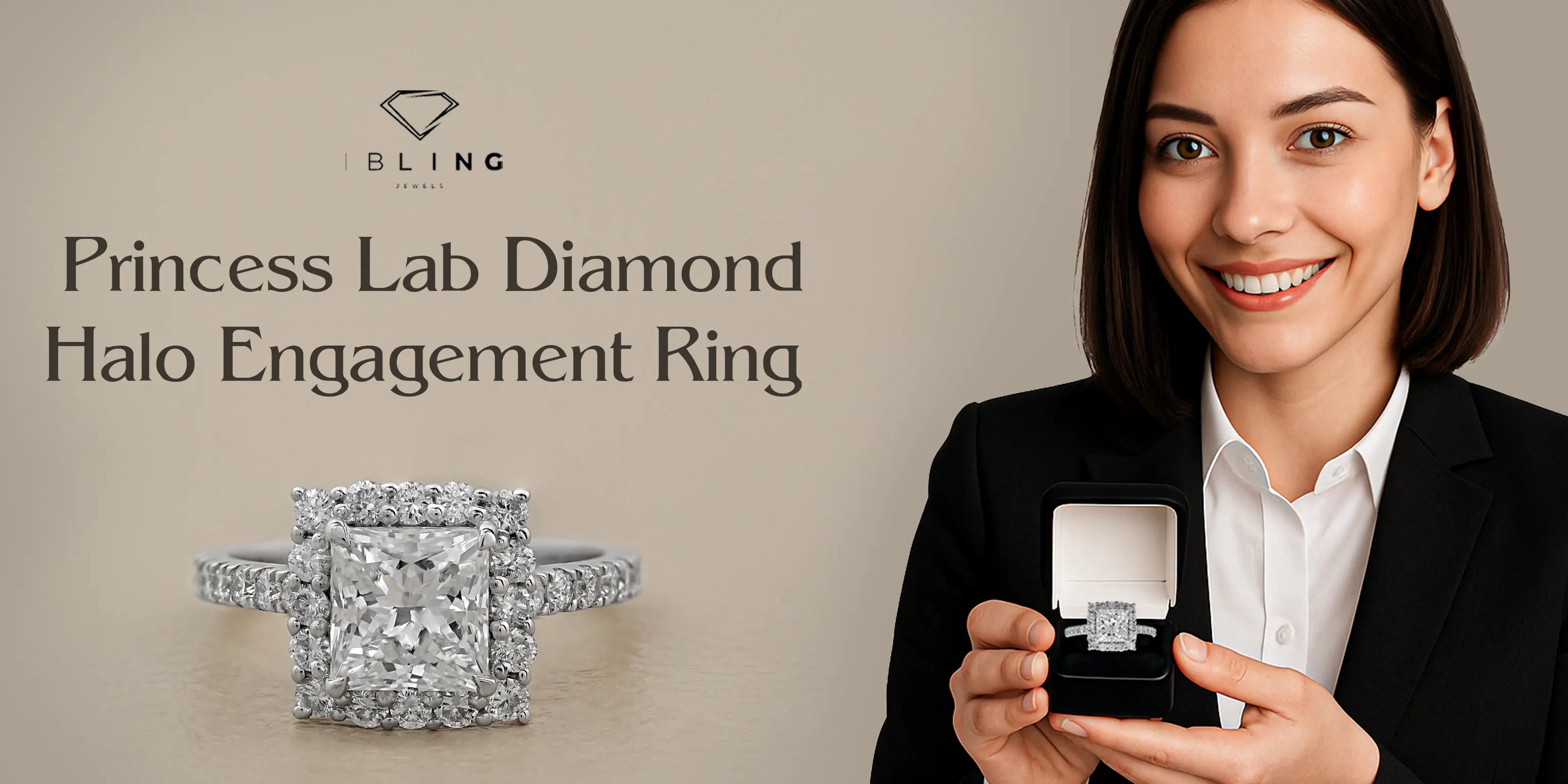 Princess cut diamond ring with halo Design for Engagement