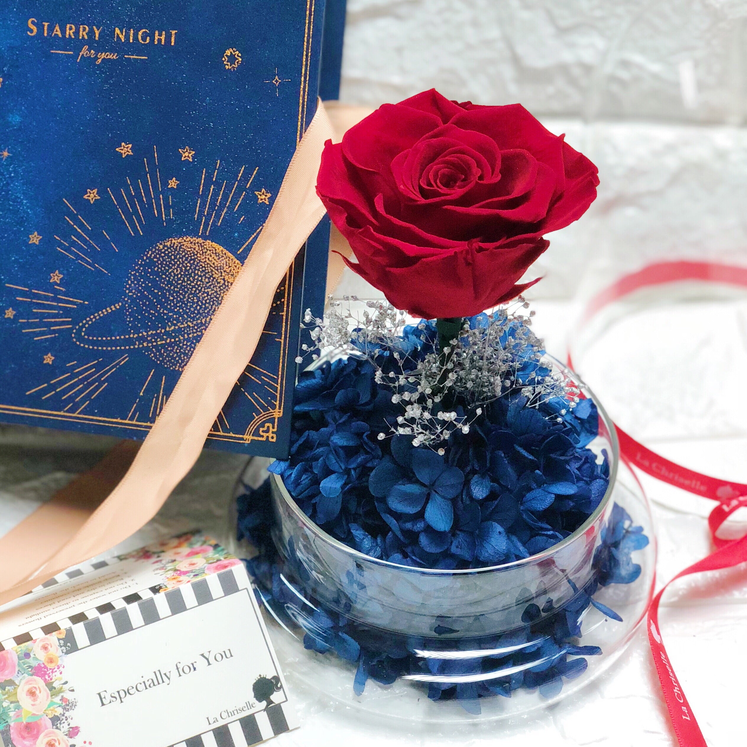 星空中的玫瑰保鮮花永生花禮starry Night Red Preserved Flower Lachriselle