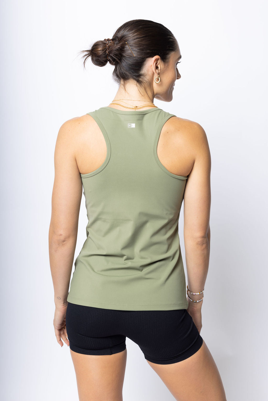 HyperLuxe Scoop Easy Tank- Khaki