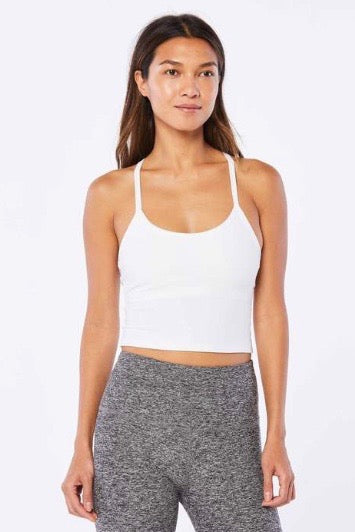 Beyond Yoga Spacedye Slim Racerback Cropped Tank- Cloud White