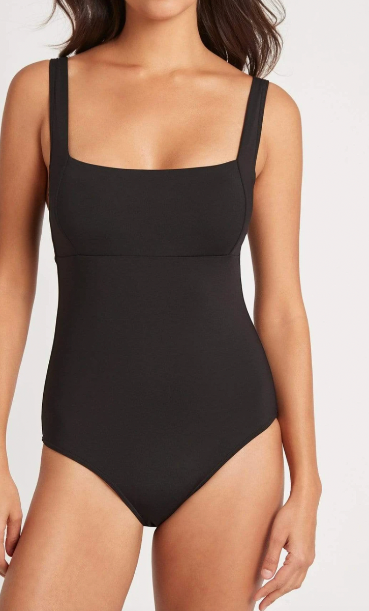 Sea Level Square Neck One Piece- Black