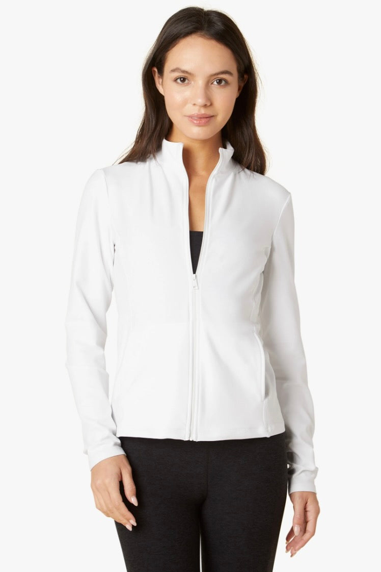 Beyond Yoga Spacedye On The Go Mock Neck Jacket- Cloud White