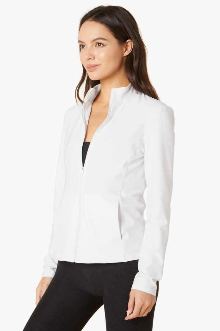 Beyond Yoga Spacedye On The Go Mock Neck Jacket- Cloud White