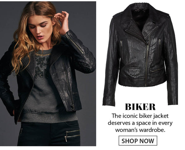 Black leather biker jacket