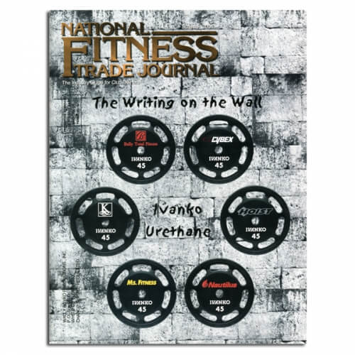 National Fitness Trade Journal Magazine Cover features Ivanko Custom Urethane Plates