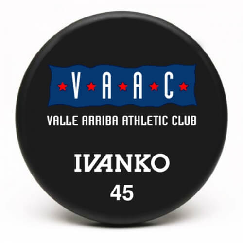 Valle Arriba Athletic Club Ivanko 45 lb custom urethane dumbbell