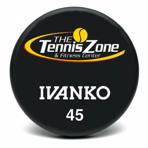 The Tennis Zone Fitness Center Ivanko 45 lb custom urethane dumbbell