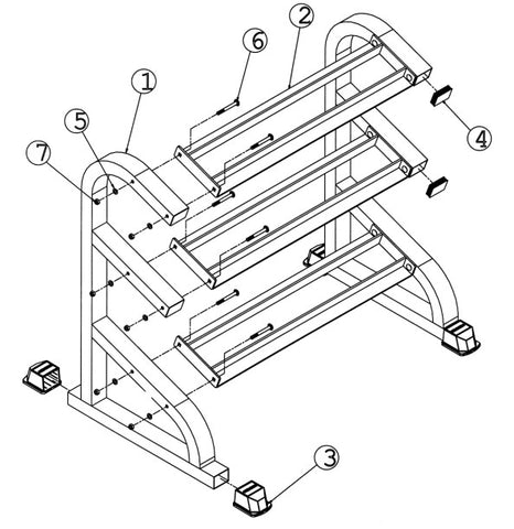 Ivanko IVK 400 Dumbbell Rack exploded diagram