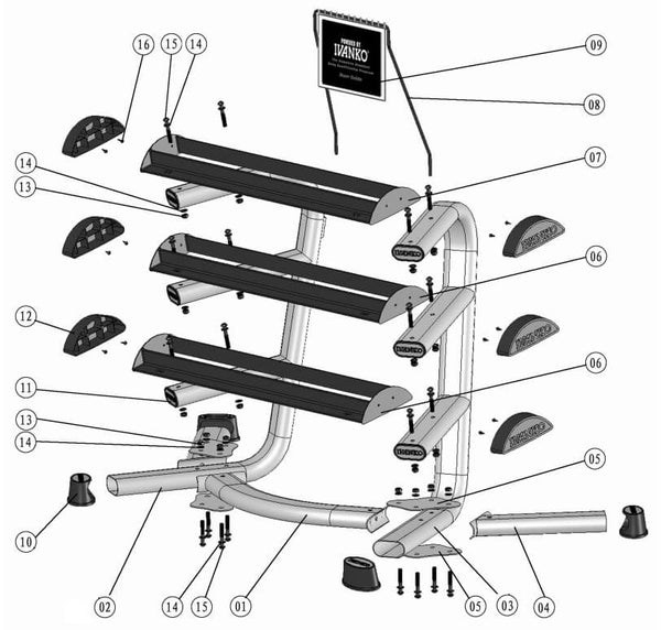 Ivanko IVK-402 dumbbell rack exploded diagram