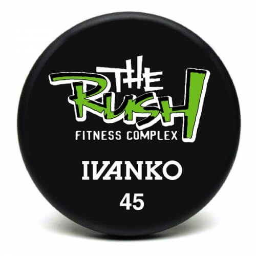 The Rush! Fitness Complex Ivanko 45 lb custom urethane dumbbell