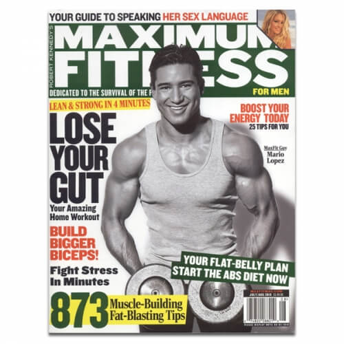 Mario Lopez lifts Ivanko Dumbbells on Cover of Maximum Fitness Magazine