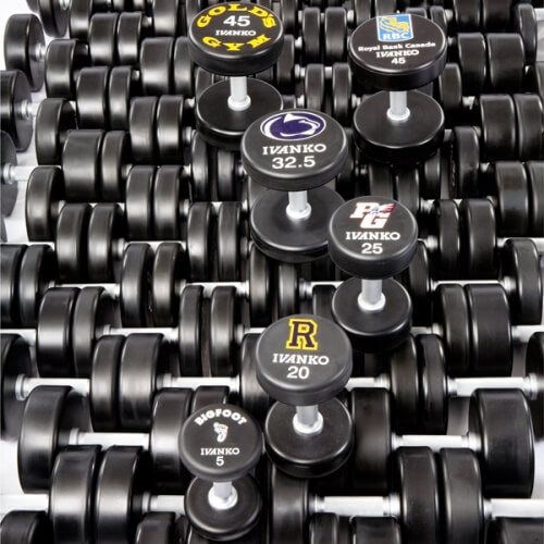 Assorted Ivanko Urethane Dumbbells