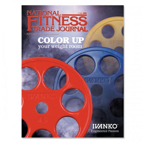 National Fitness Trade Journal Cover features Ivanko Color Weight Plates