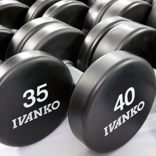 Ivanko 45 lb custom urethane dumbbell