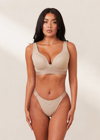 We Are We Wear Seamless Lounge High Waist Brazilian Knickers, Cream, £12.00