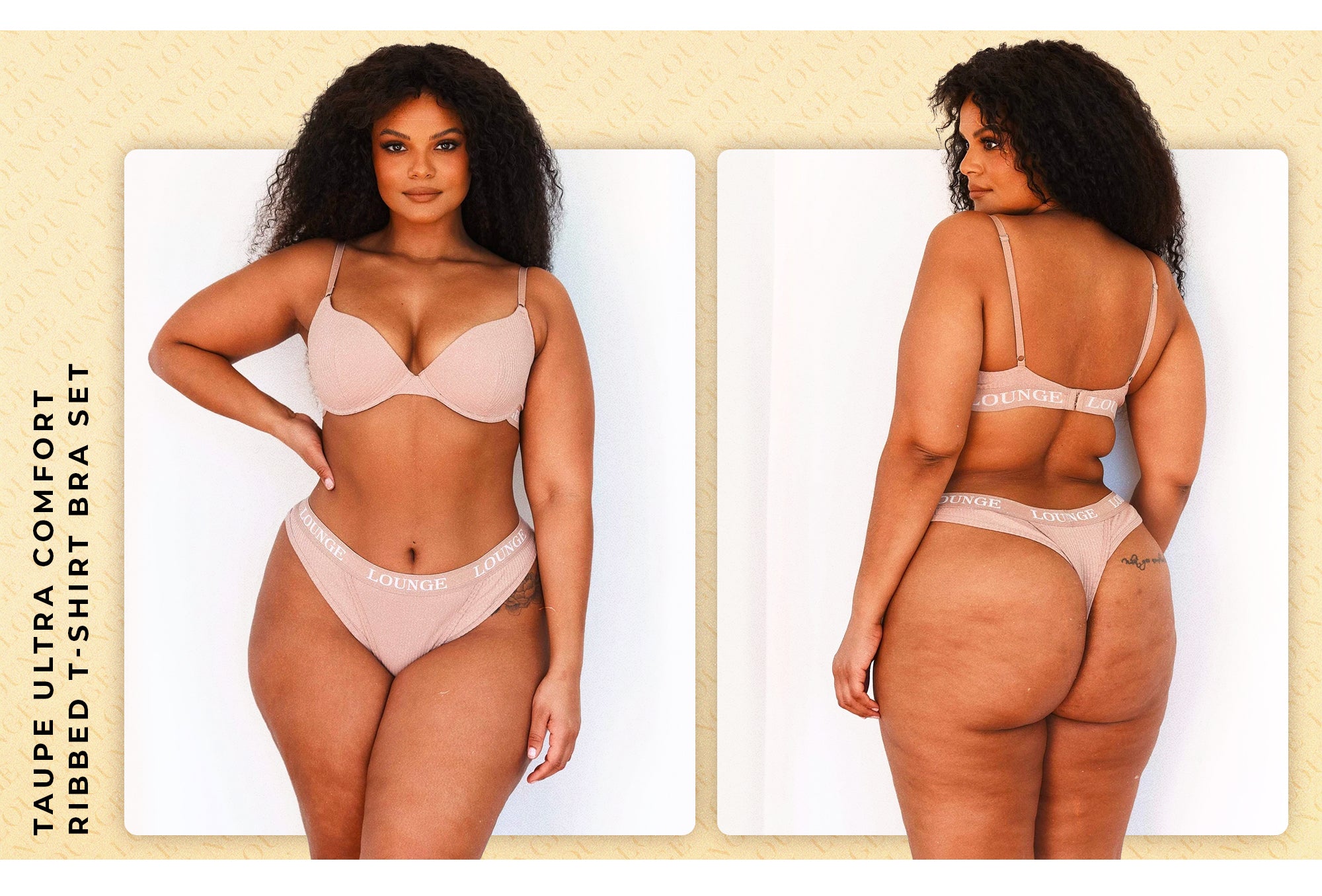 Taupe Ultra Comfort Ribbed T-Shirt Bra Set