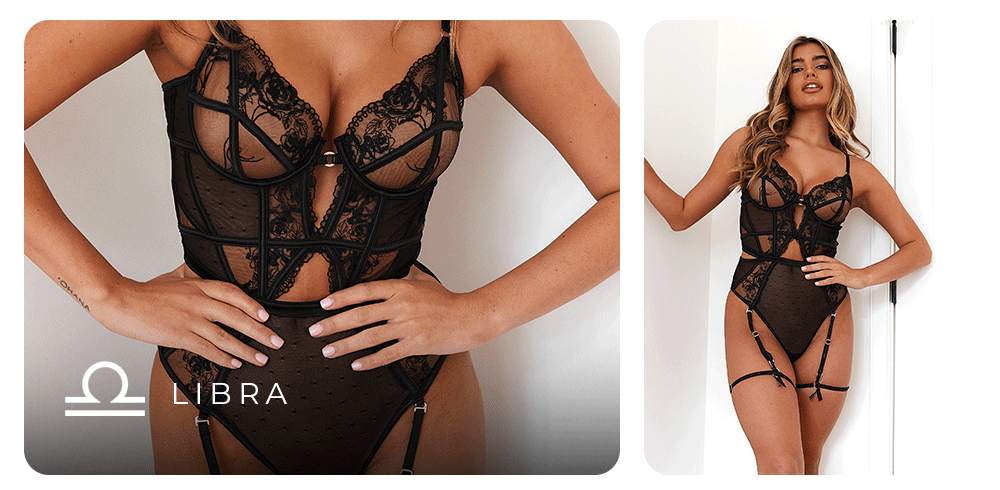 Underwear for Libra - Priya Black Bodysuit