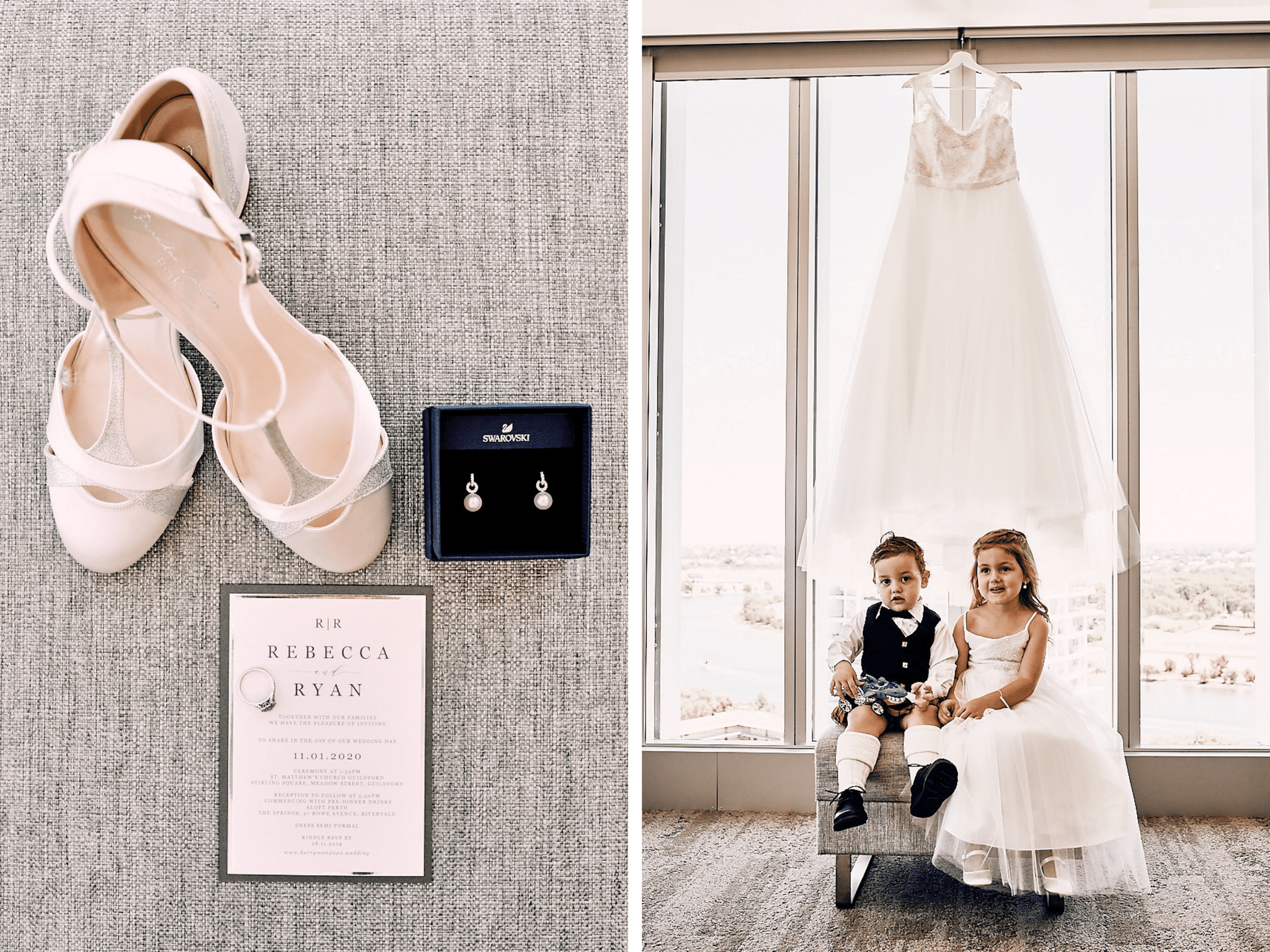 Bec & Ryan's Aloft Hotel Perth Wedding | Bridal Party Kids, and Bridal Shoes, Jewellery and Invitation