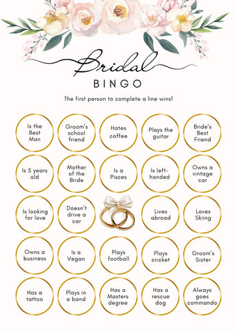 Pastel Pink Yellow Elegant Bridal Shower Bridal Bingo