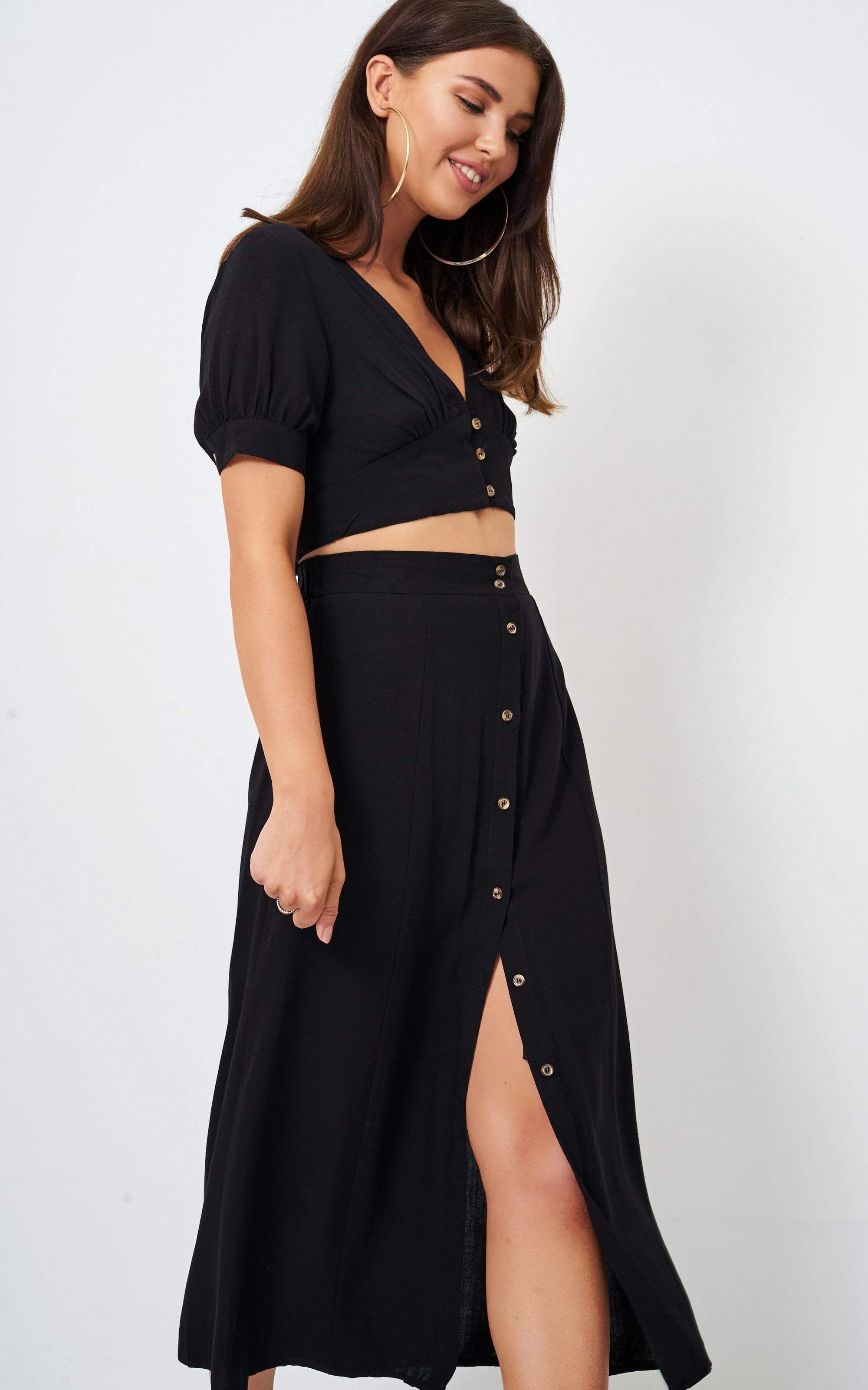 black co ord midi skirt