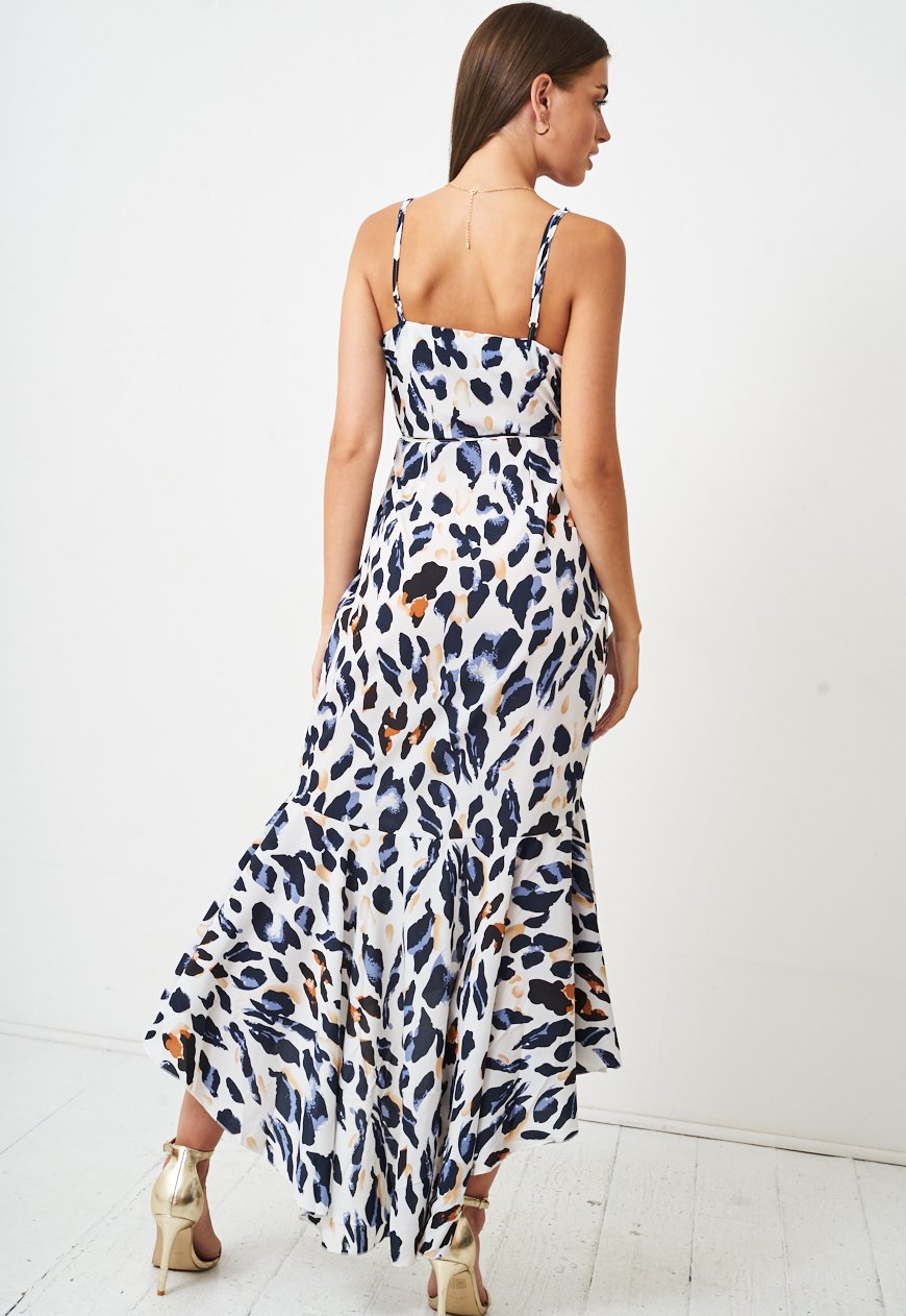 white leopard print wrap dress