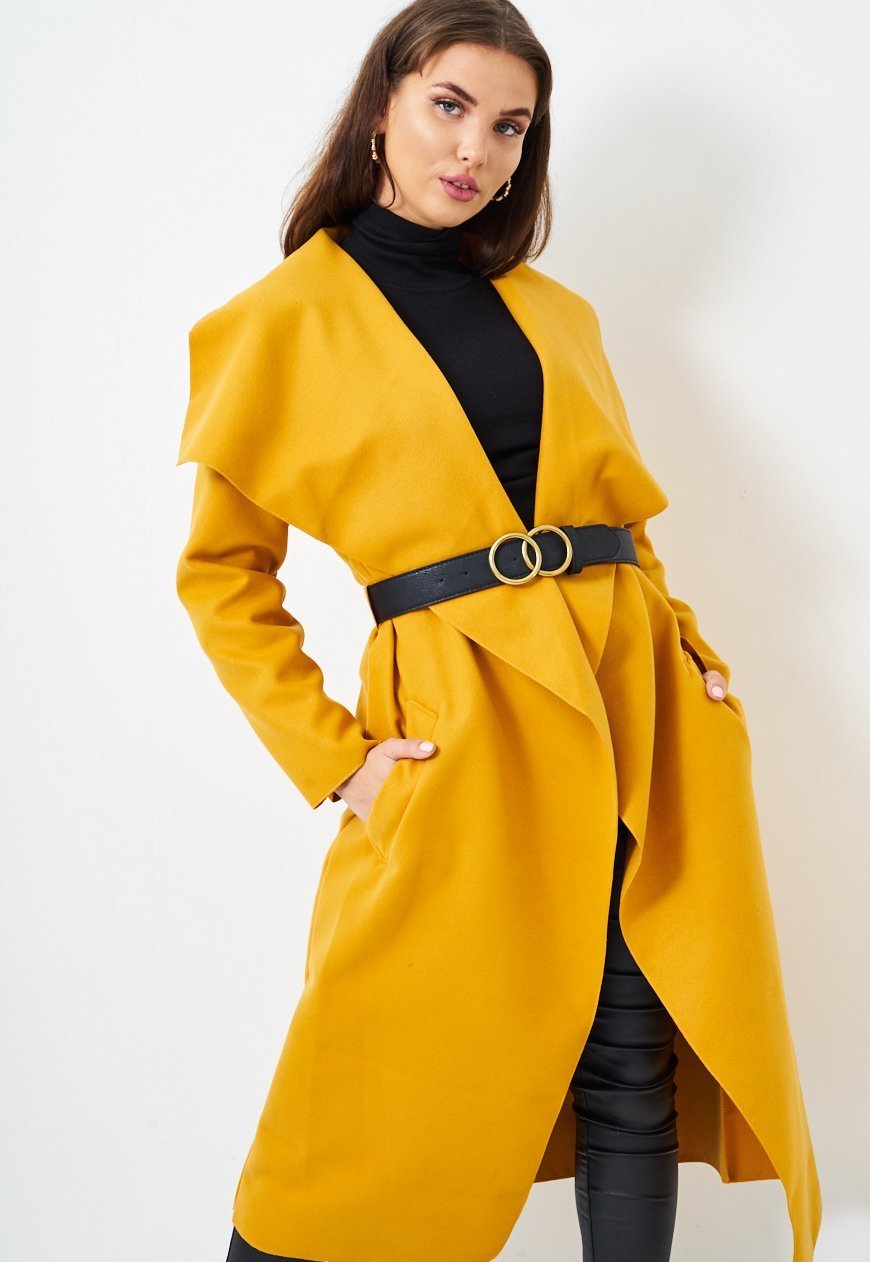 mustard wrap coat