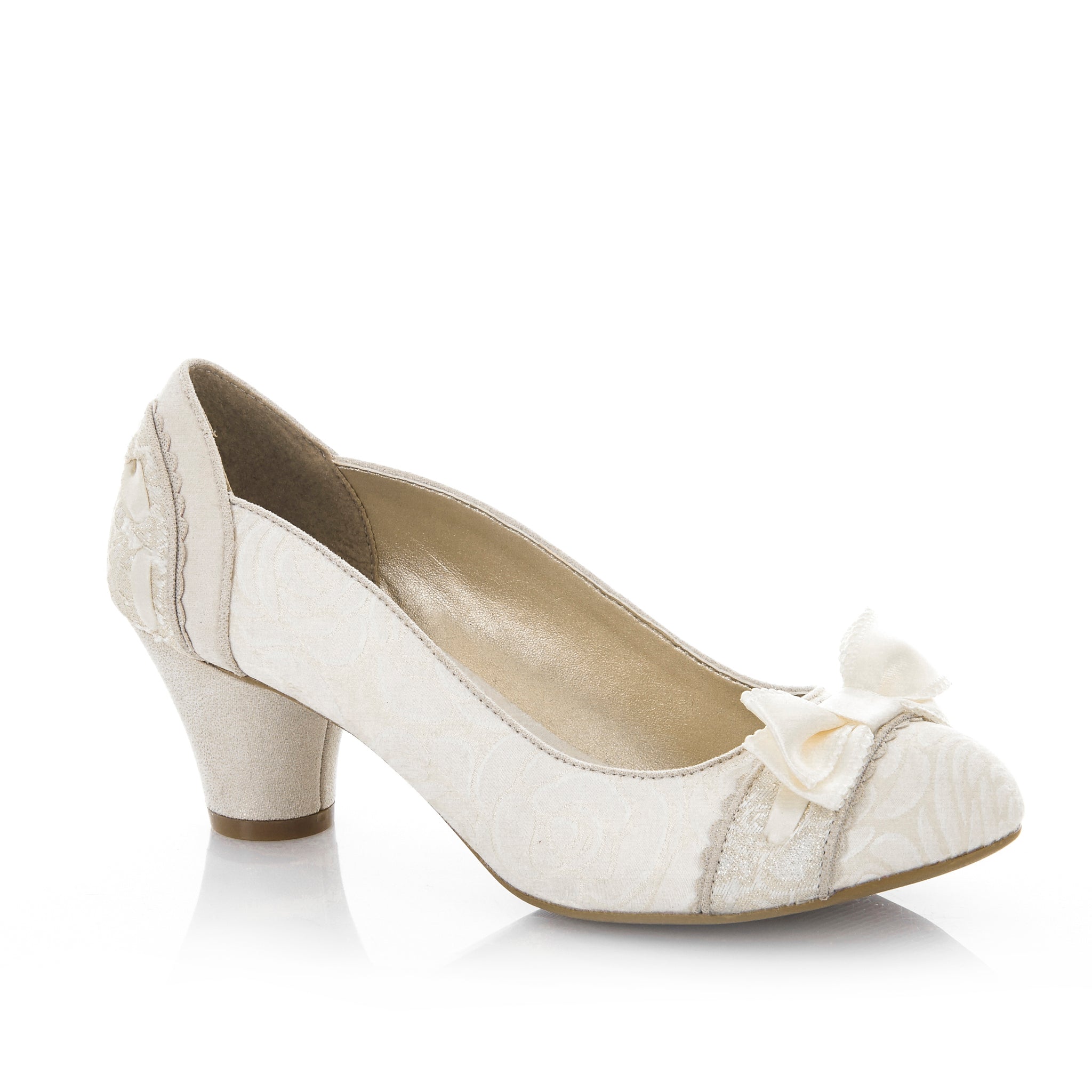 Ruby Shoo Cream Ribbon Trim Court Shoes 