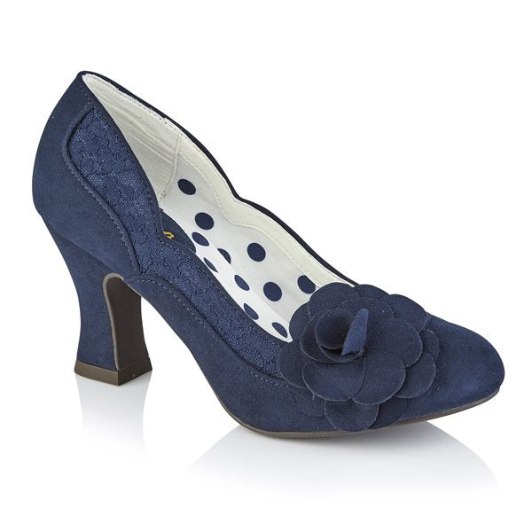 navy and cream court shoes