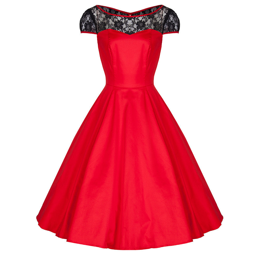 red lace swing dress