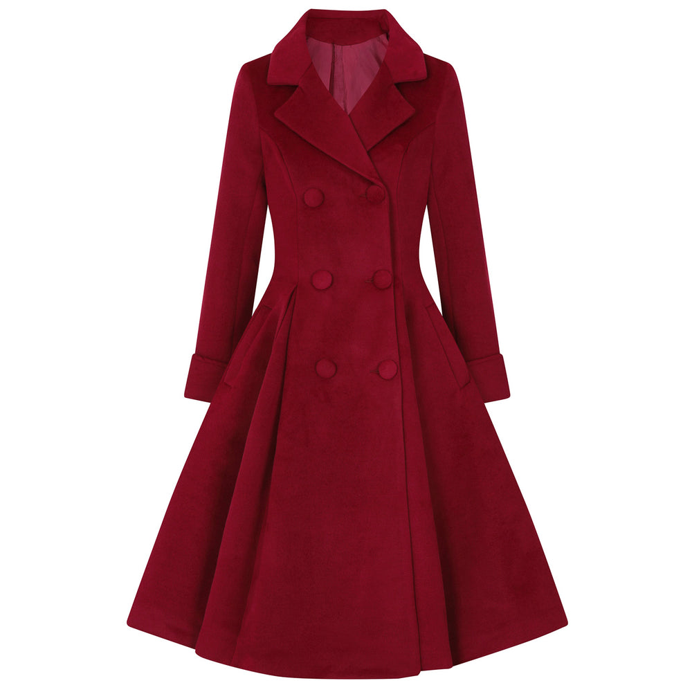 winter women classy vintage 50s elegant wool swing coat in black