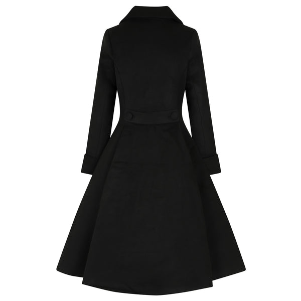 Black Vintage Inspired Classic Double Breasted Swing Coat - Pretty ...