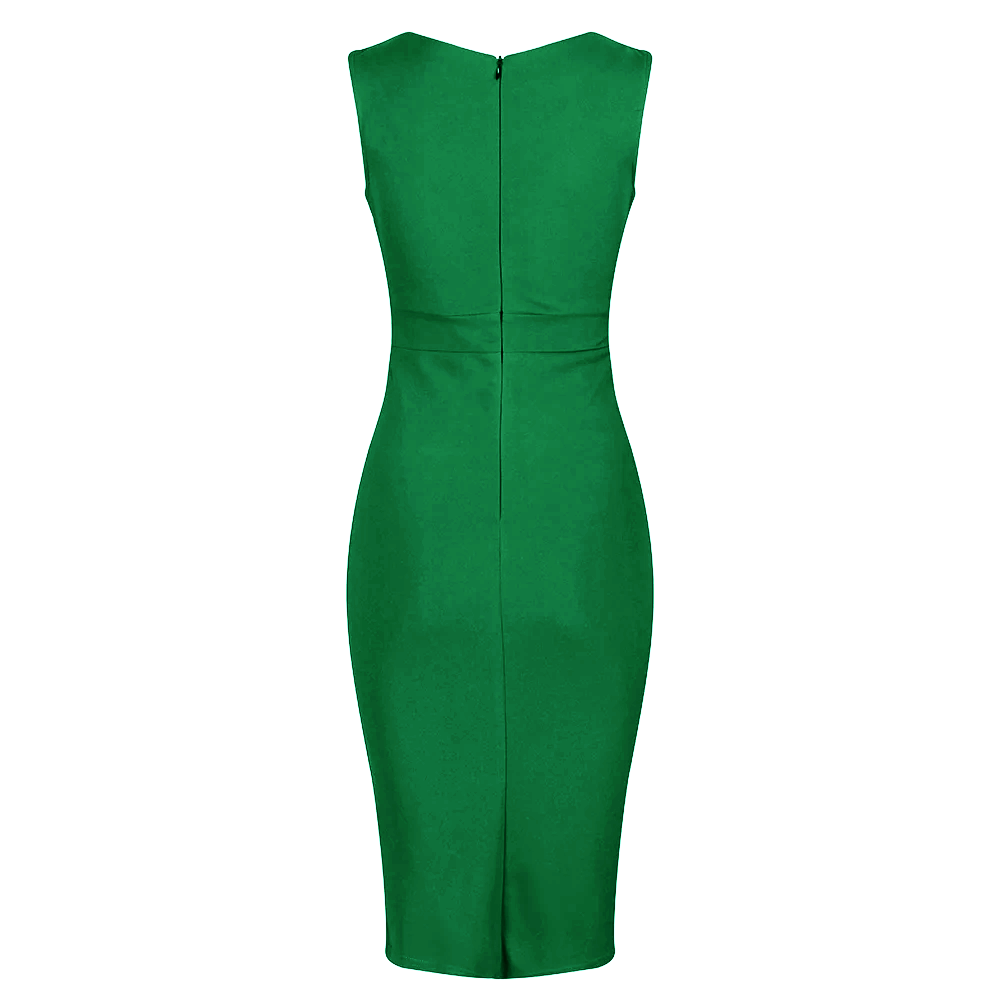 Emerald Green Sleeveless Crossover Top Bodycon Midi Dress - Pretty ...