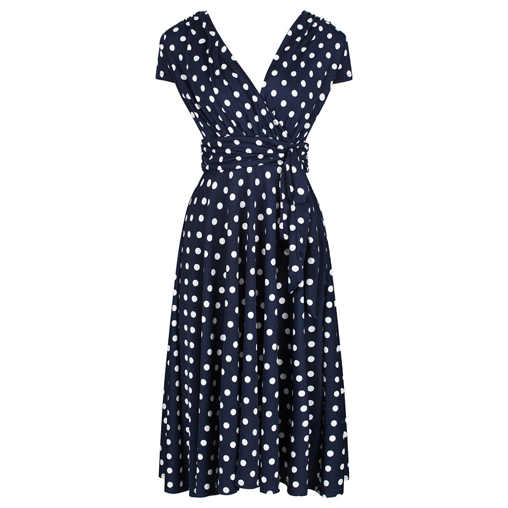 navy blue polka dot dress