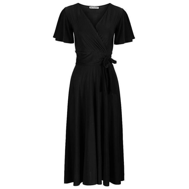Black 3/4 Sleeve Sweetheart Neckline 50s Swing Dress – Pretty Kitty Fashion