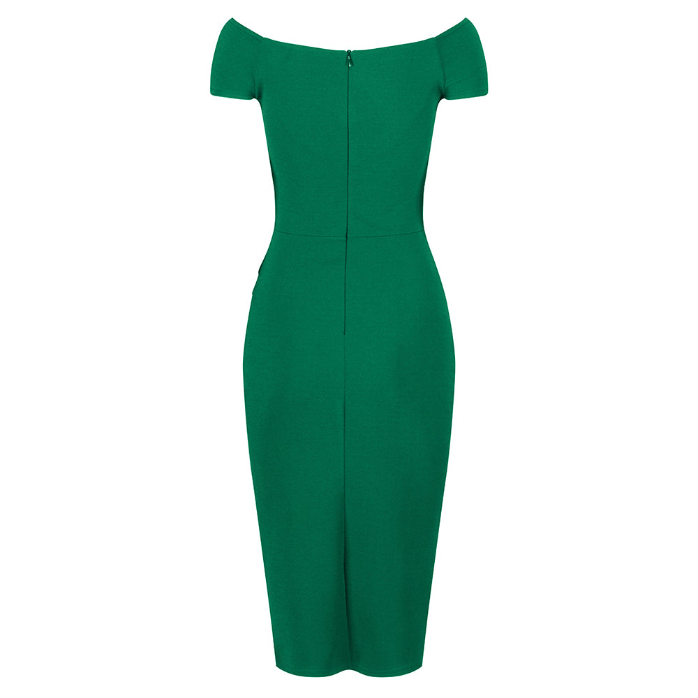 emerald bardot dress