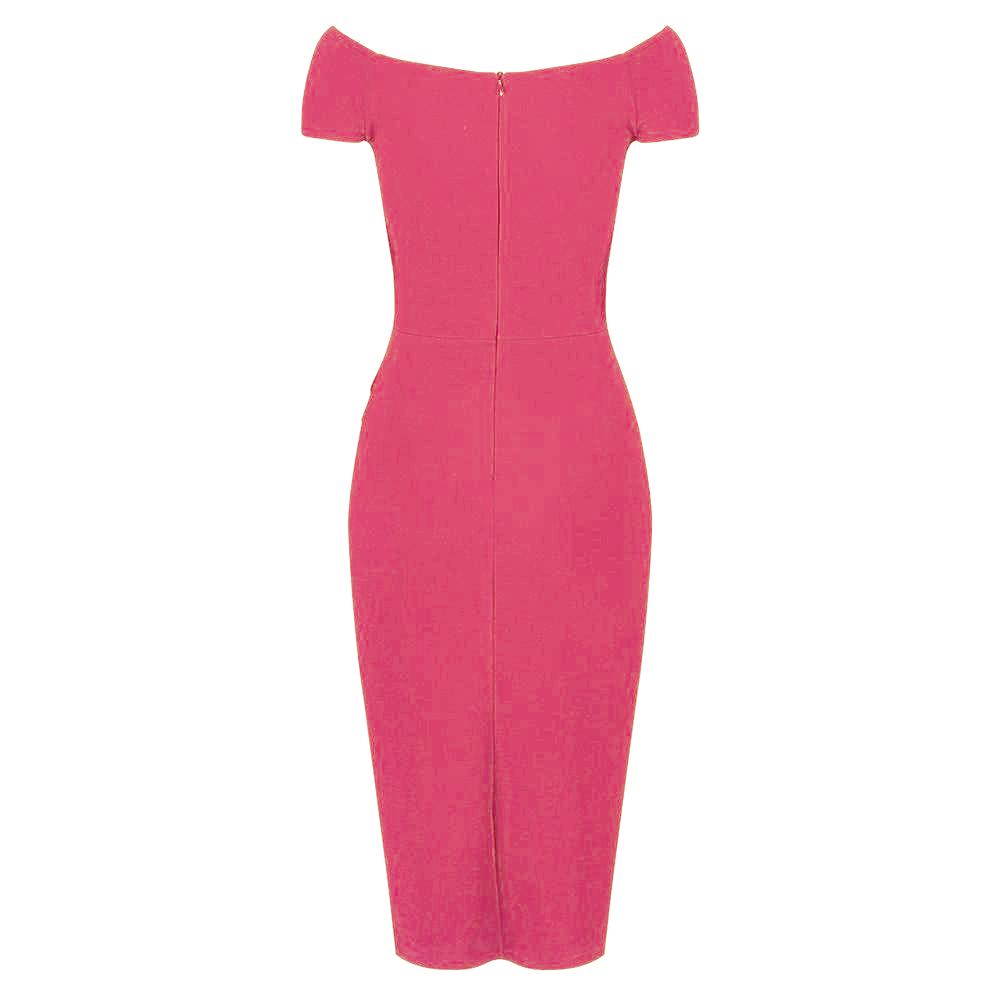 Rose Pink Cap Sleeve Crossover Top Bardot Wiggle Dress Pretty Kitty Fashion