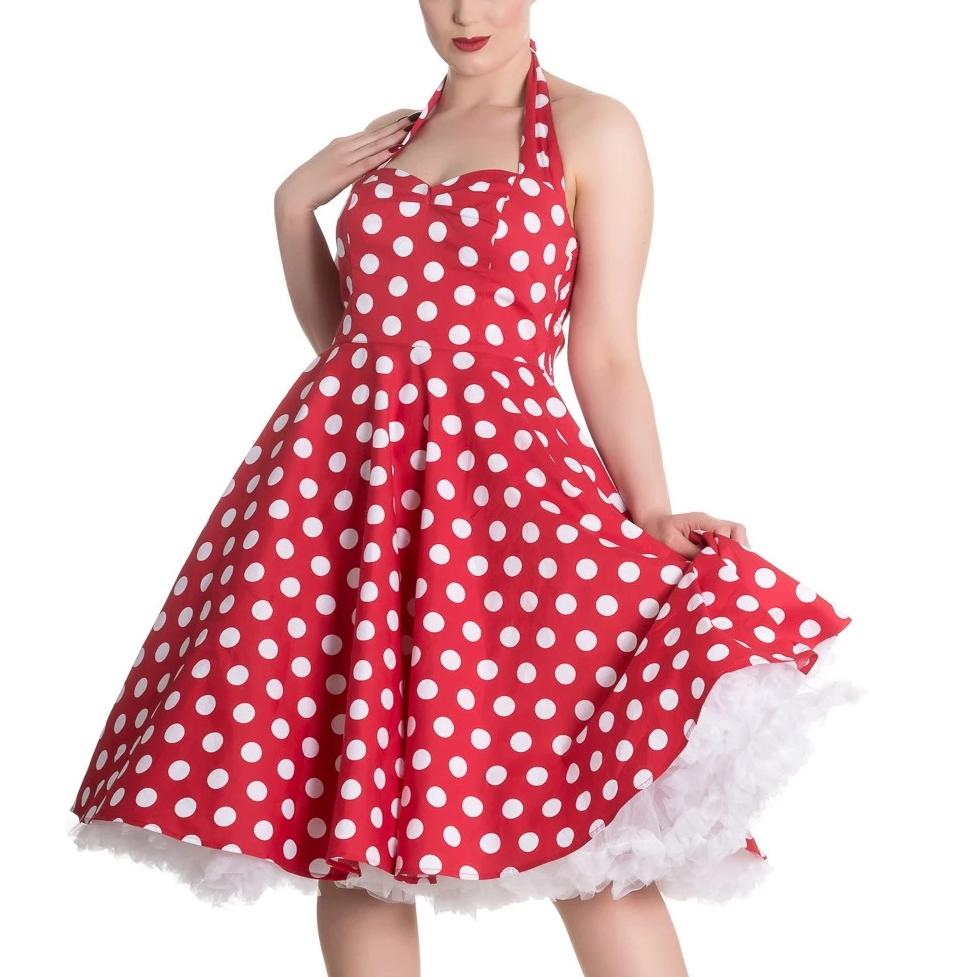 Red and White Polka Dot Rockabilly 50s Halter Swing Dress - Pretty ...