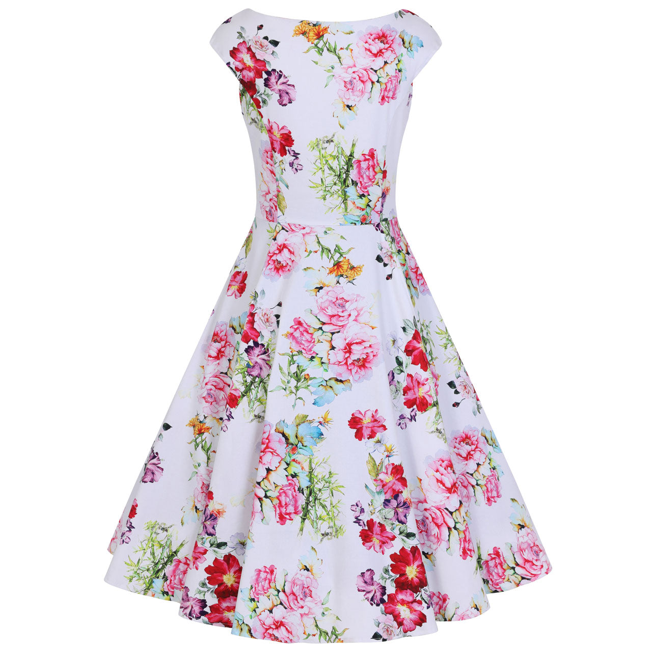 white rose print dress