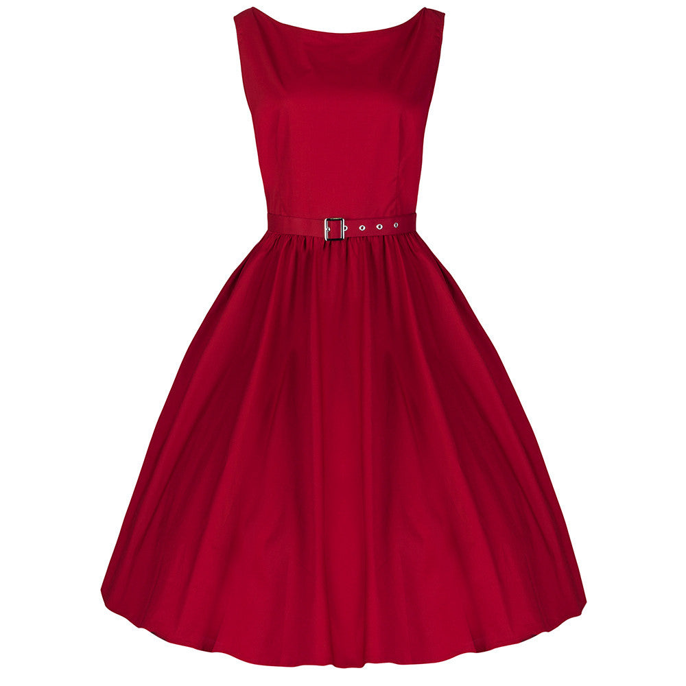 Red Cotton Audrey Swing Dress - Pretty Kitty Fashion