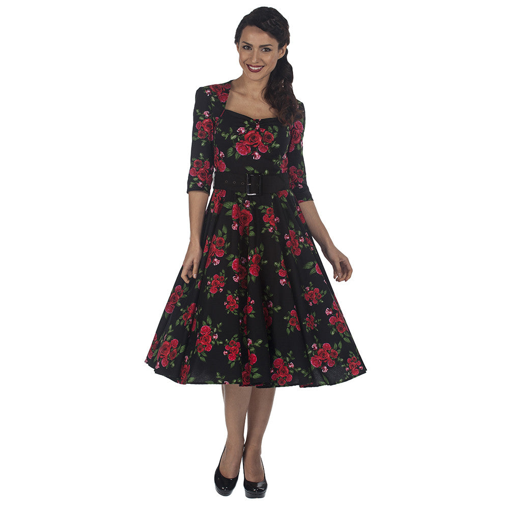  Black  and Red  Roses  Rockabilly Party Prom  Dress  Pretty 