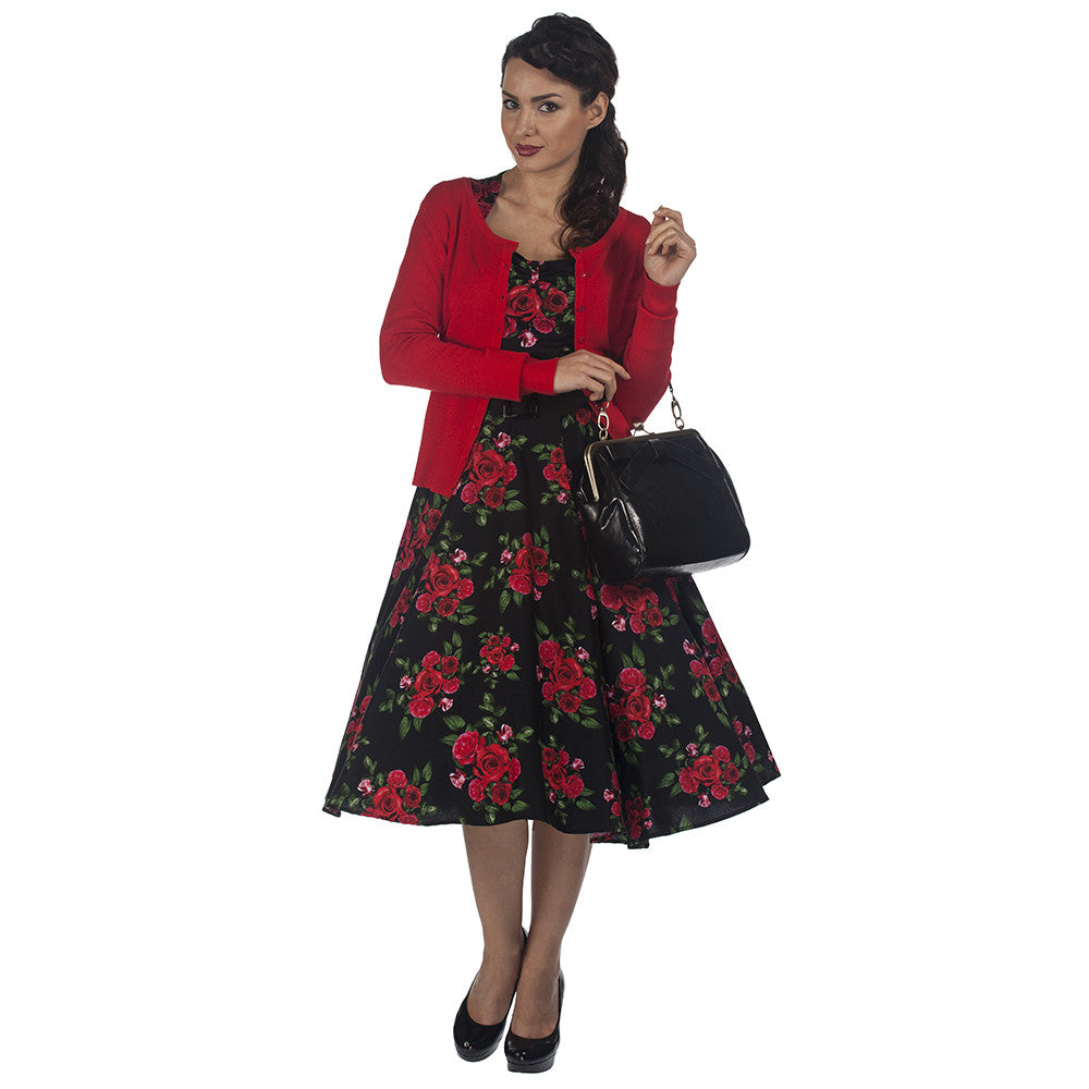  Black  and Red  Roses  Rockabilly Party Prom  Dress  Pretty 