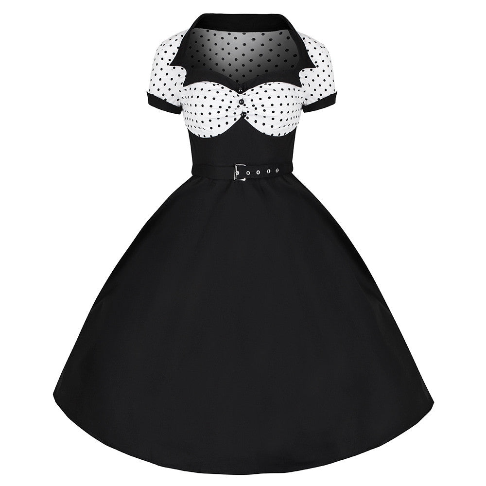 Black And White Polka Dot Rockabilly 50s Swing Dress – Pretty