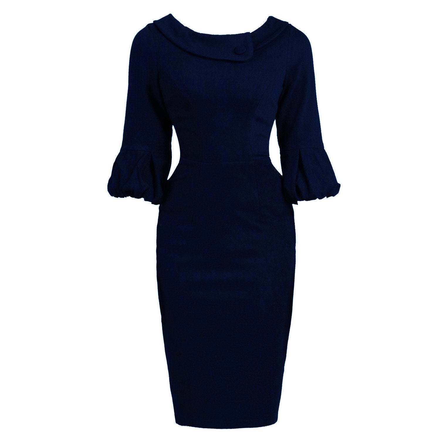 navy blue dress with collar