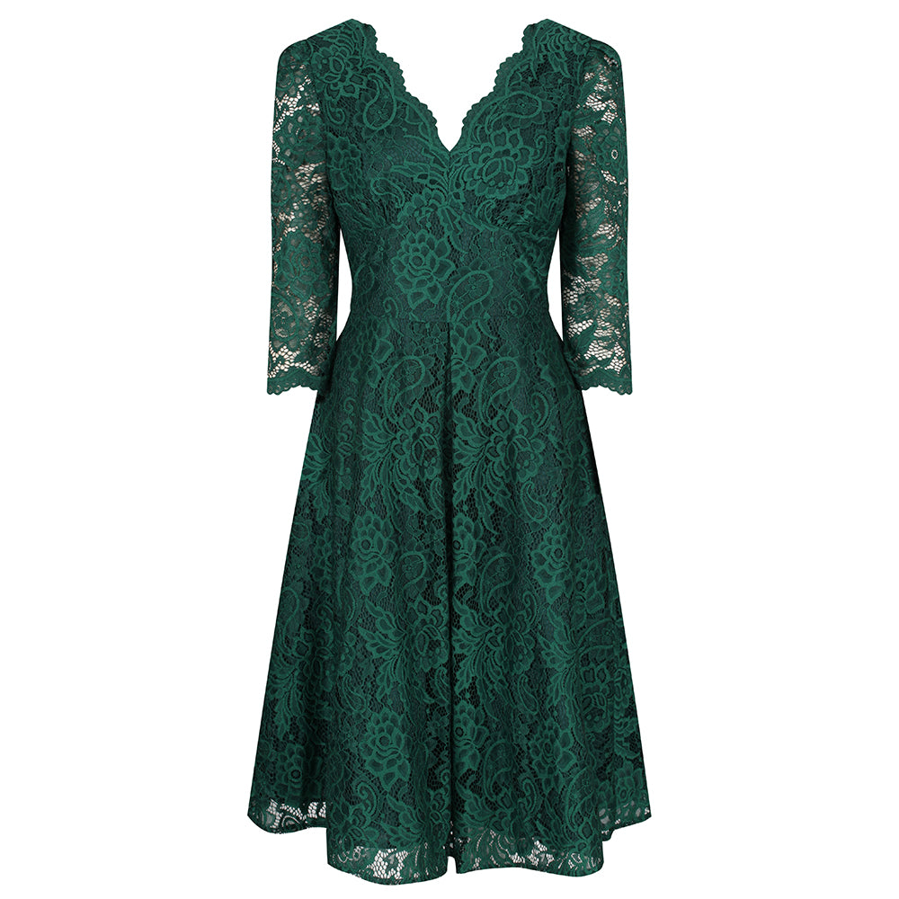 emerald green lace dress uk