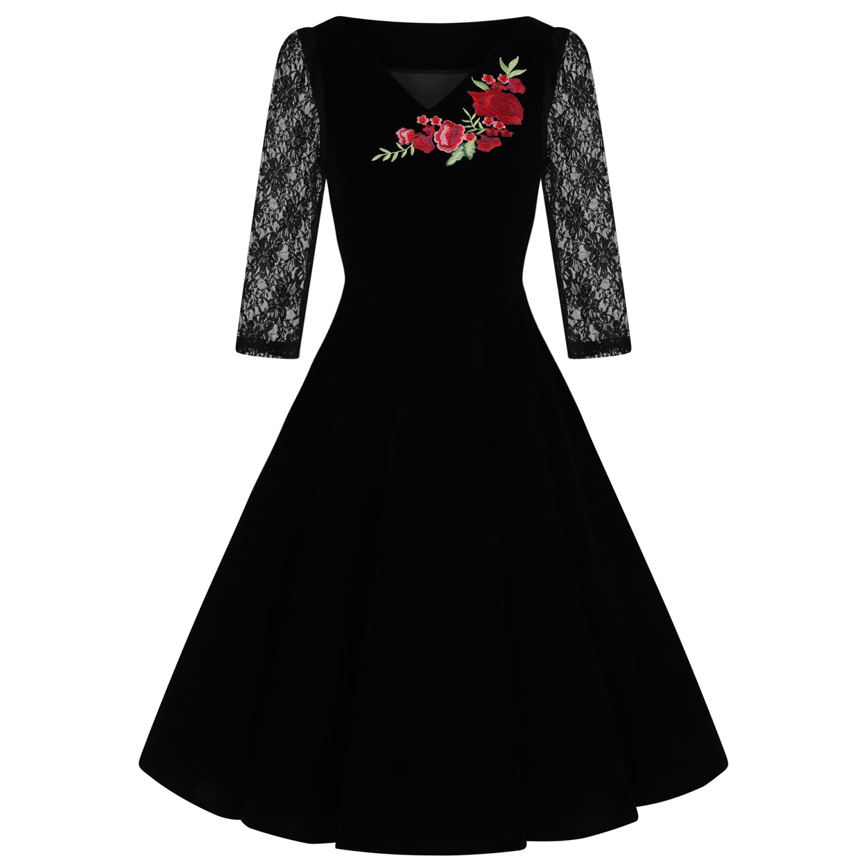 black velvet swing dress