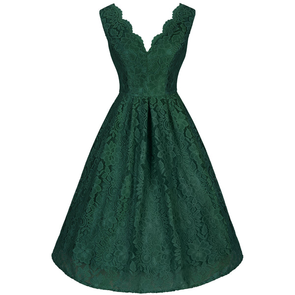 Jolie Moi Vintage Green Embroidered 50s Lace Swing Dress - Pretty Kitty ...